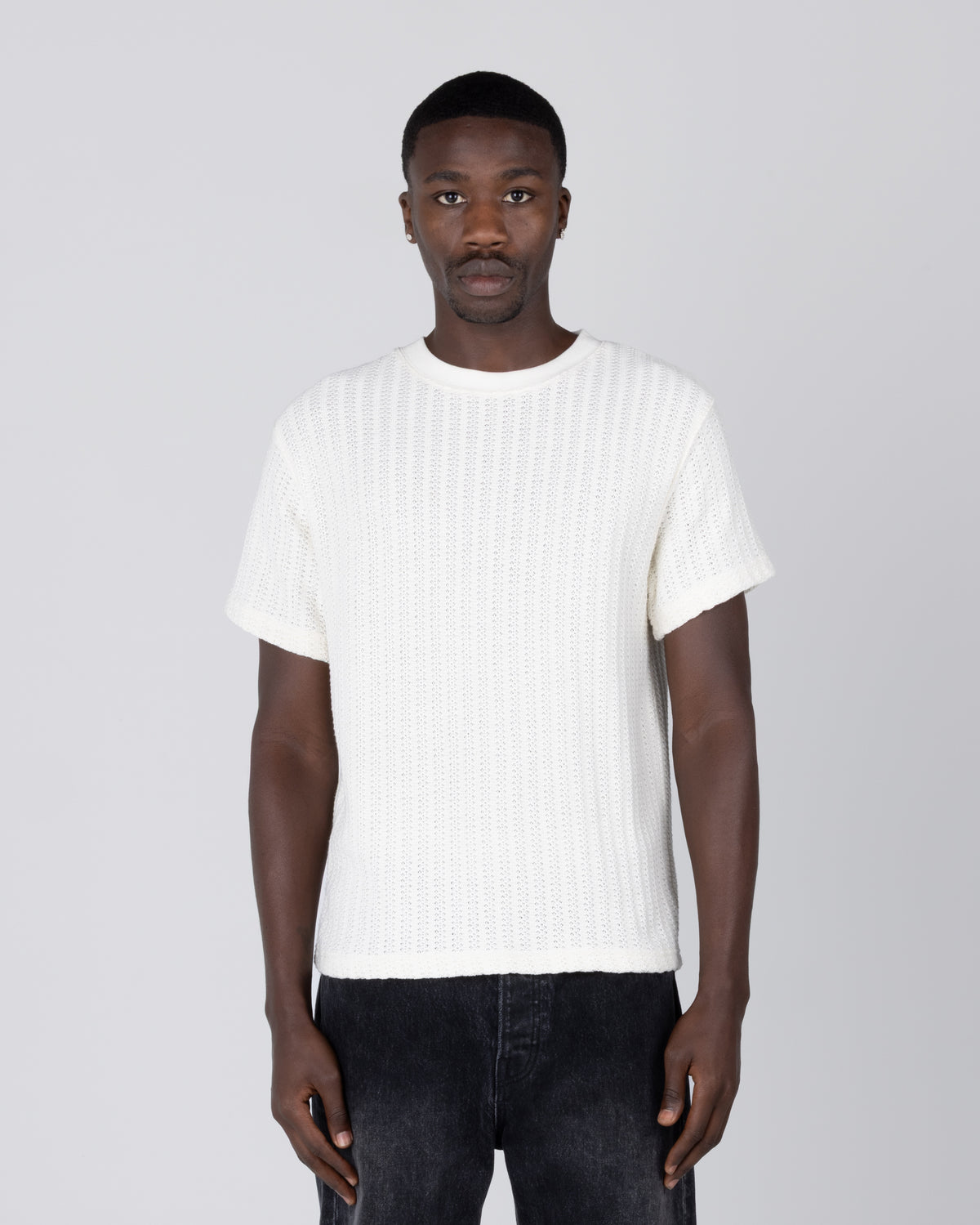Cable Knit Tee - Bone