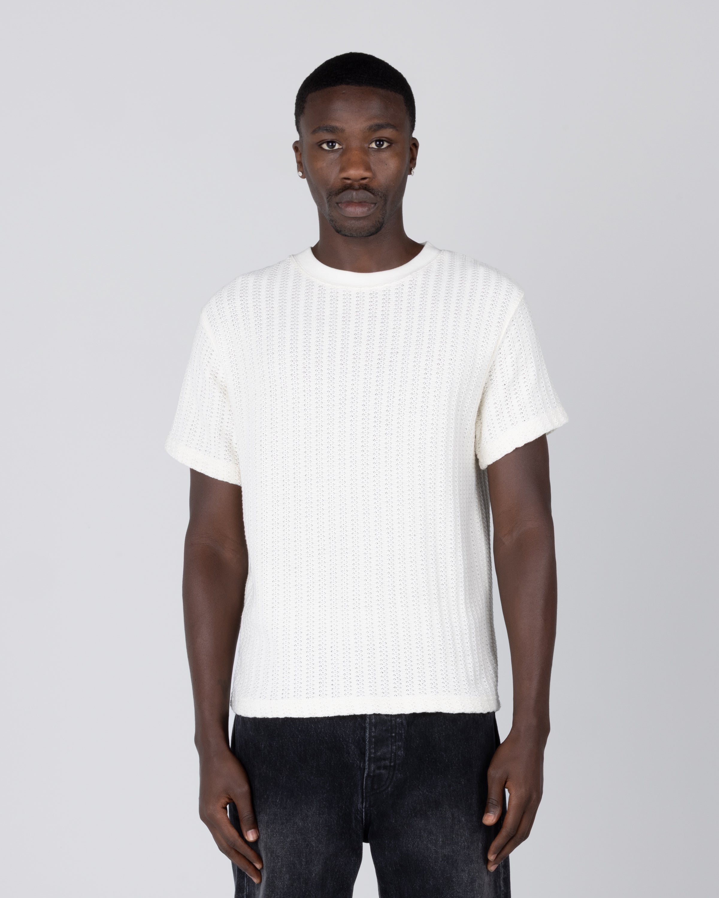 Cable Knit Tee - Bone
