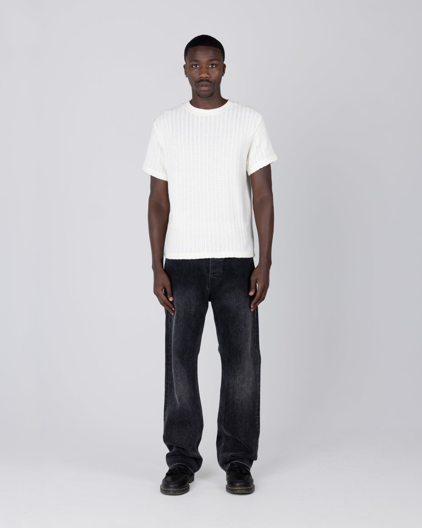 Cable Knit Tee - Bone