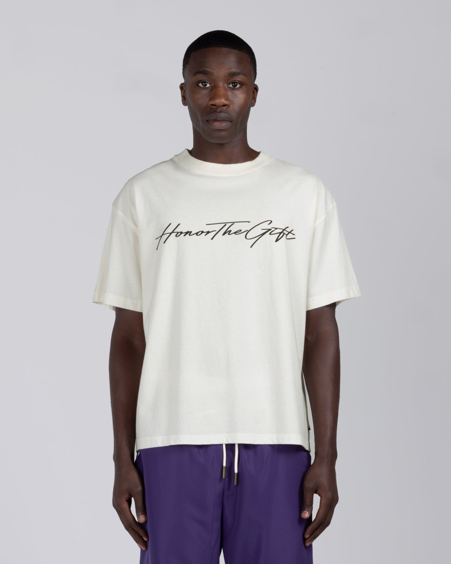 Script Tee - Bone