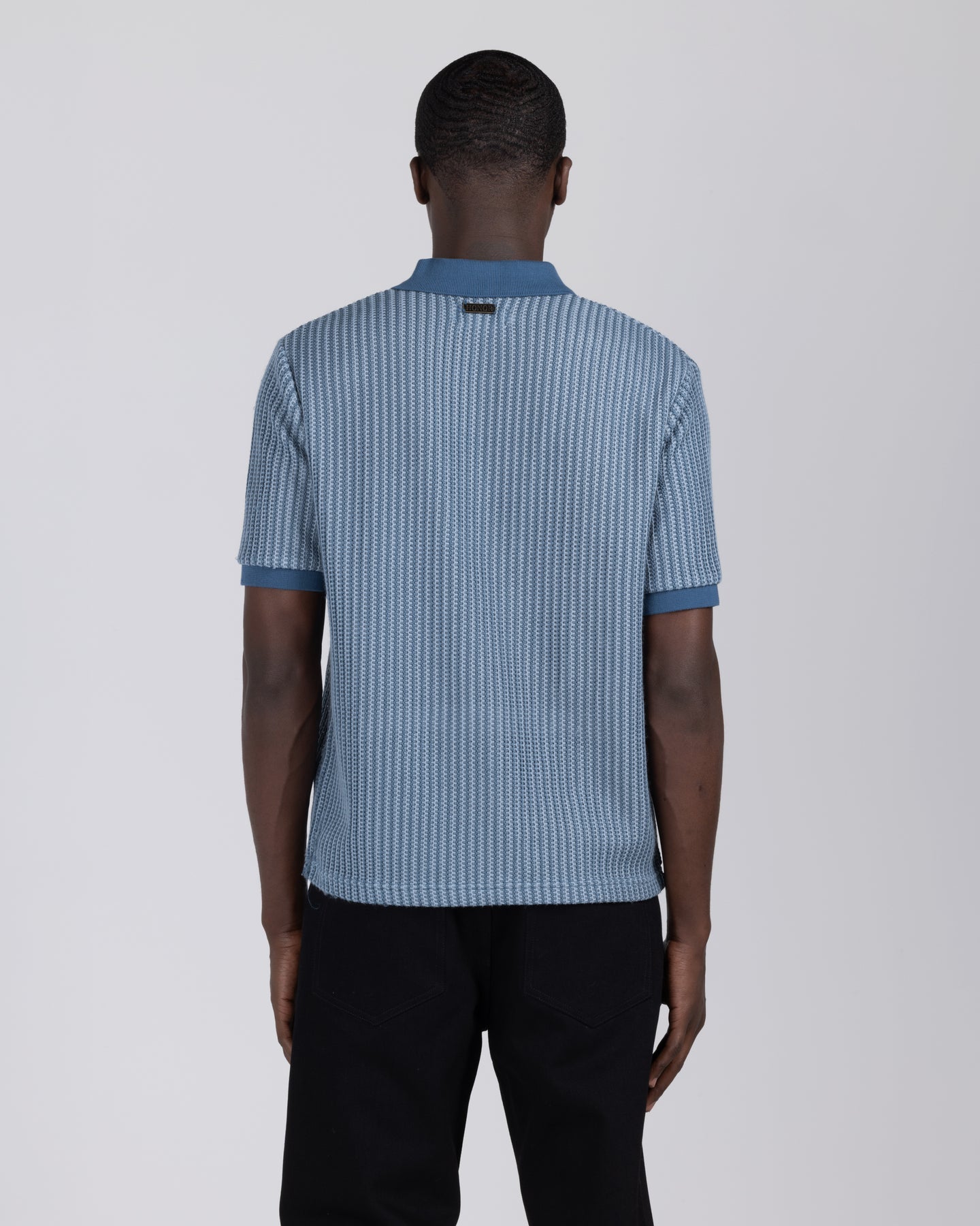 Striped Knit Polo - Indigo