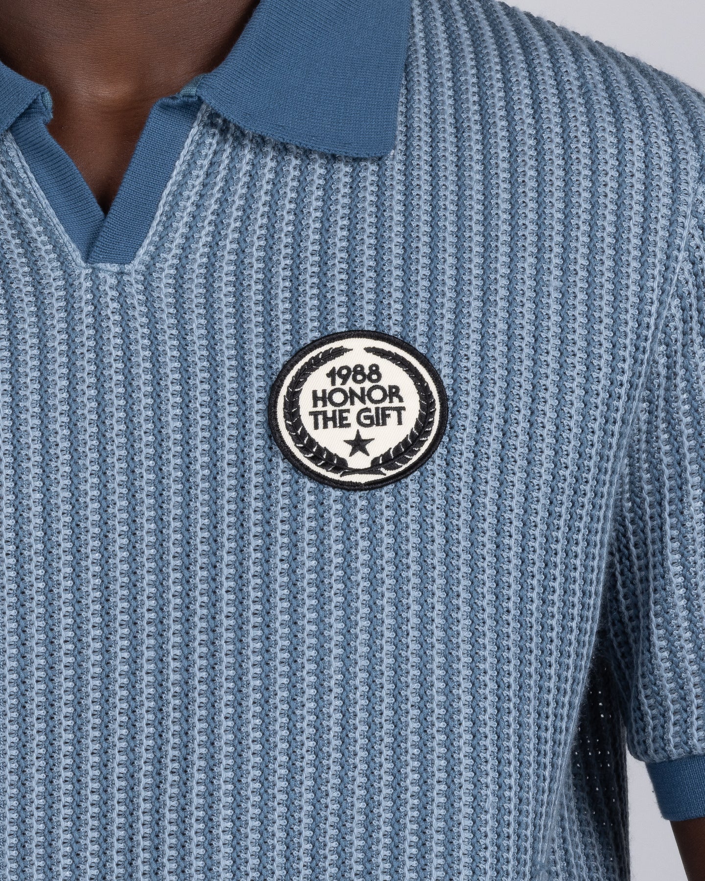 Striped Knit Polo - Indigo