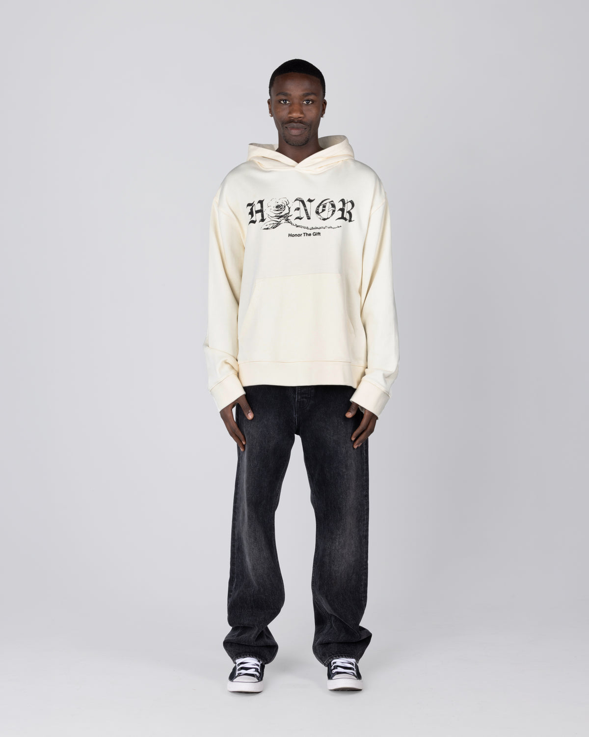 Fallen Rose Hoodie - Bone
