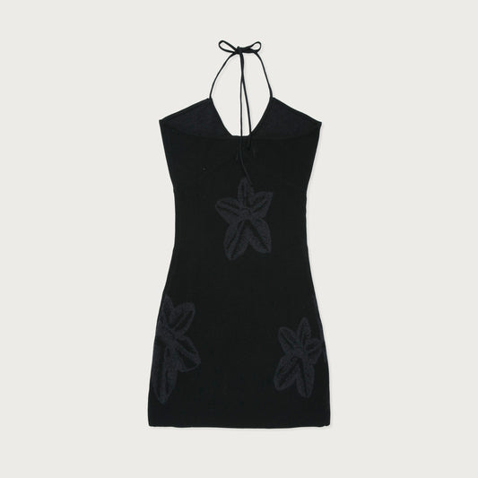 Womens Floral Knit Dress - Black