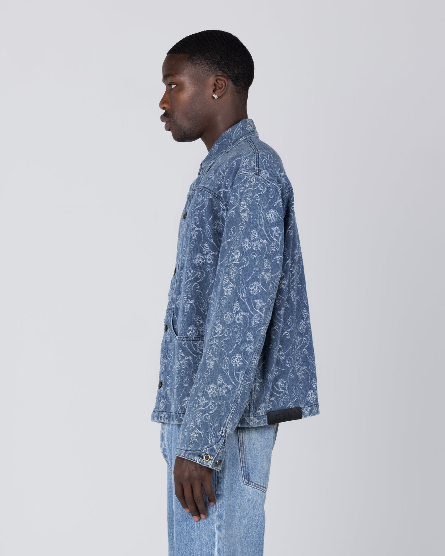 Floral Utility Jacket - Light Indigo