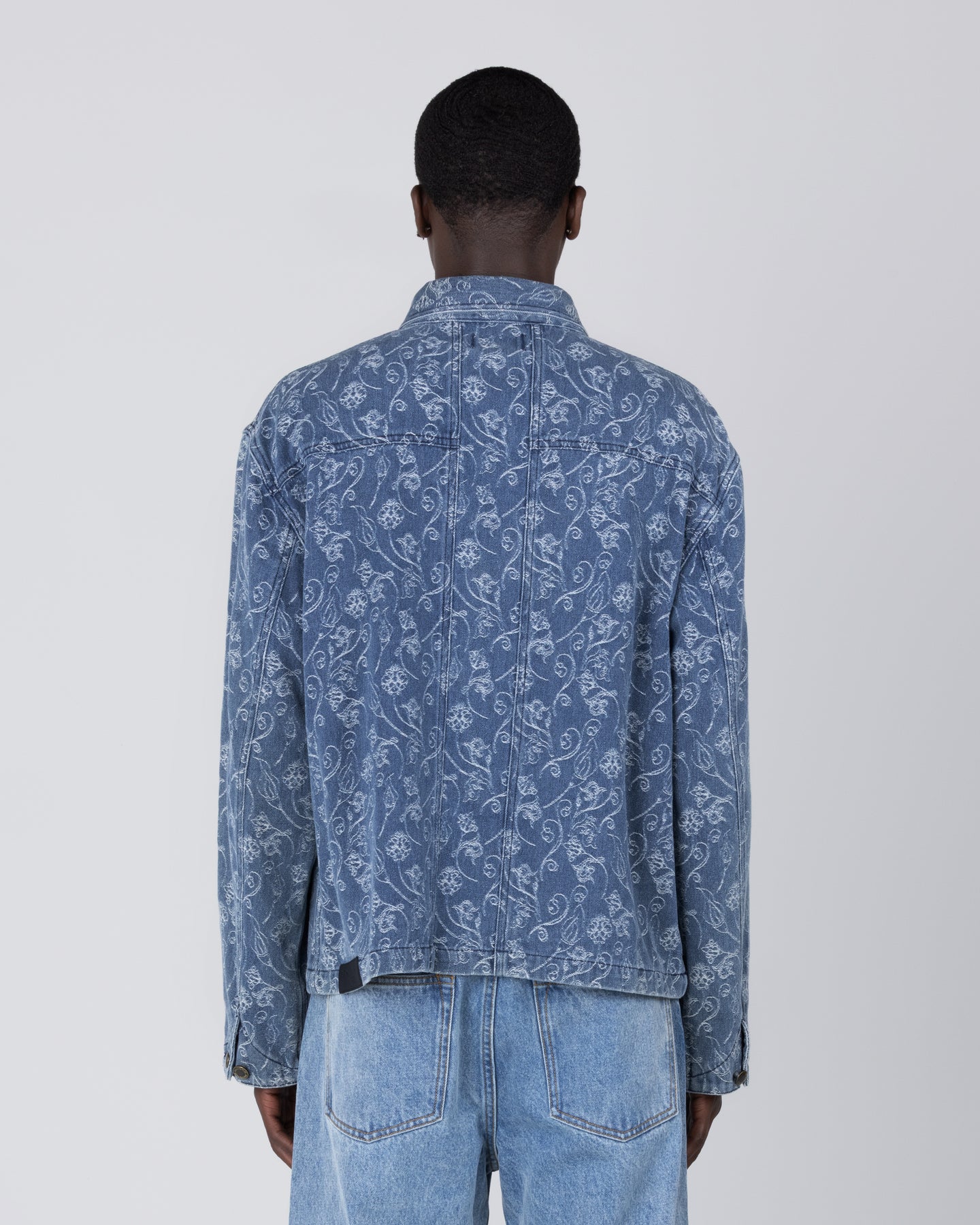 Floral Utility Jacket - Light Indigo