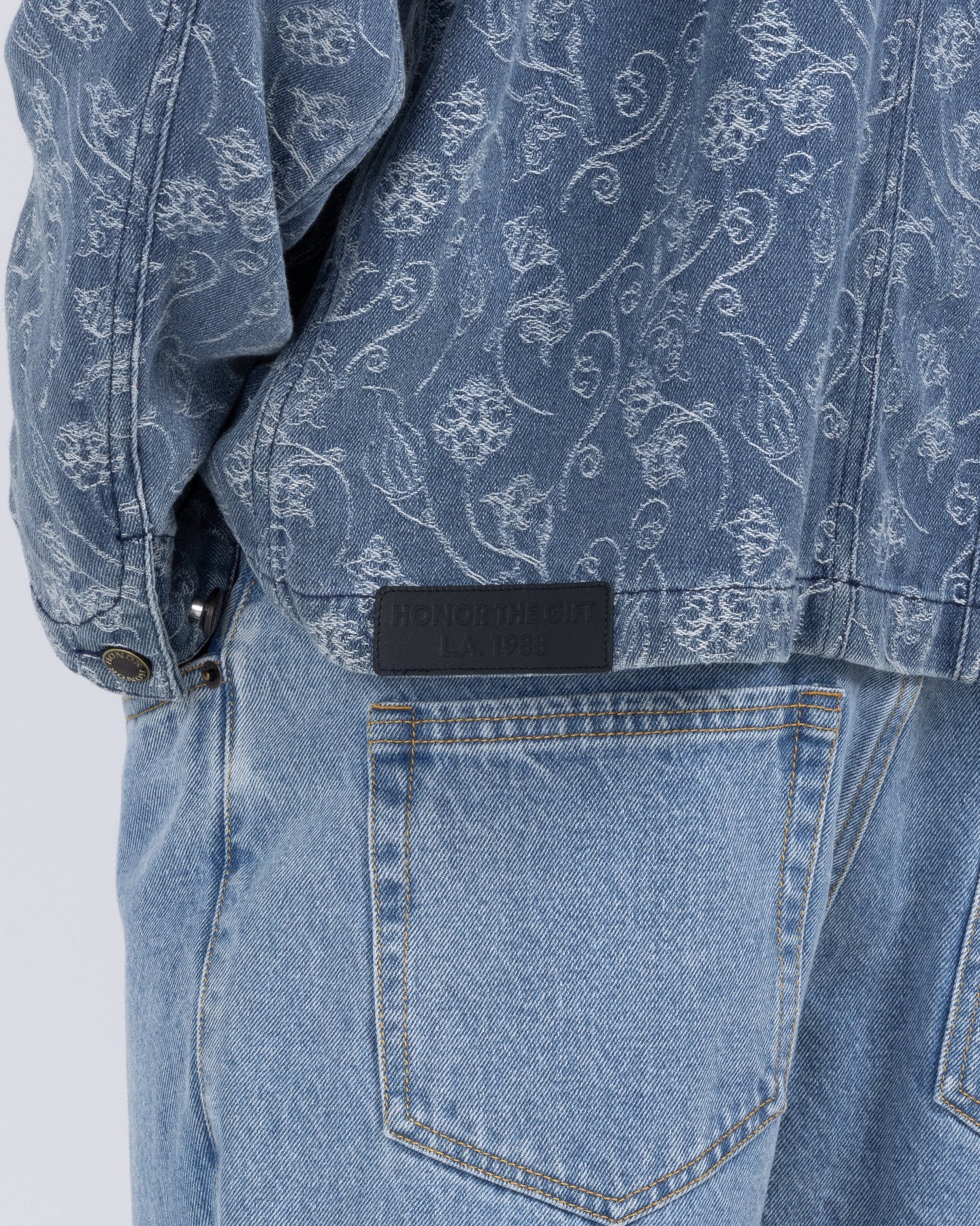 Floral Utility Jacket - Light Indigo