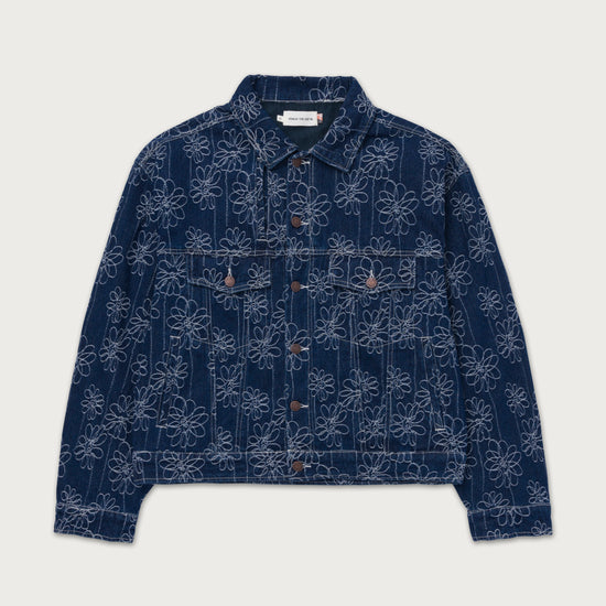 Flower Jacquard Jacket - Indigo