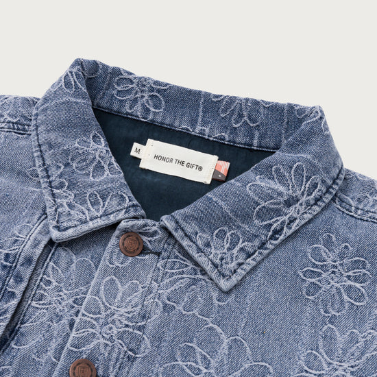 Flower Jacquard Jacket - Light Indigo