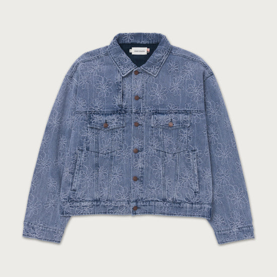 Flower Jacquard Jacket - Light Indigo