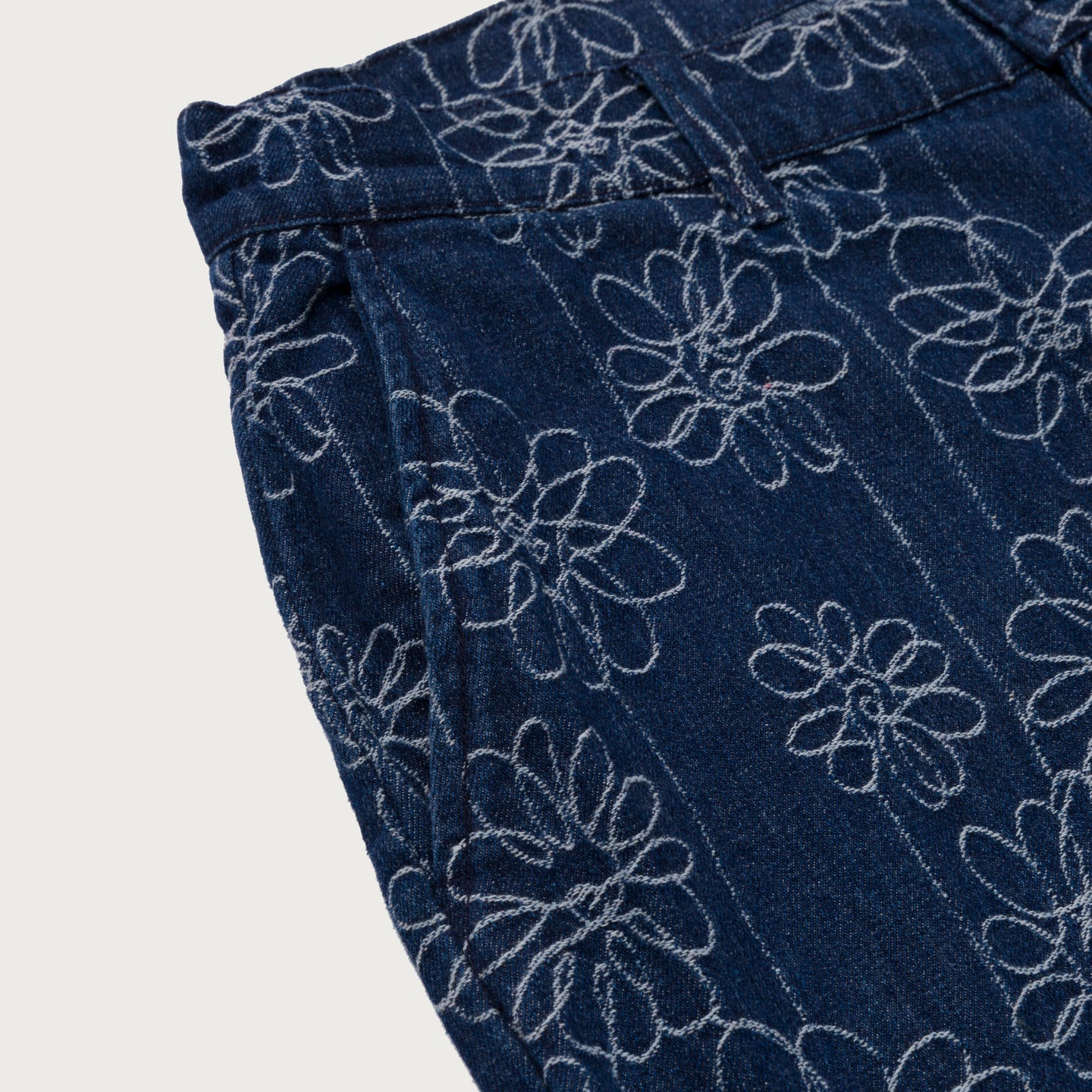 Flower Jacquard Pant - Indigo