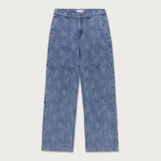 Flower Jacquard Pant - Light Indigo