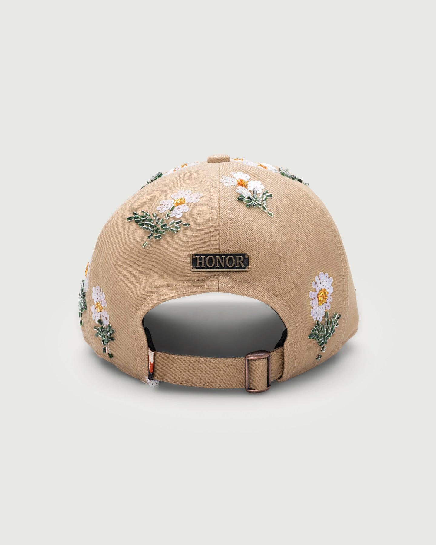 Flowers Beaded 6 Panel Cap - Taupe