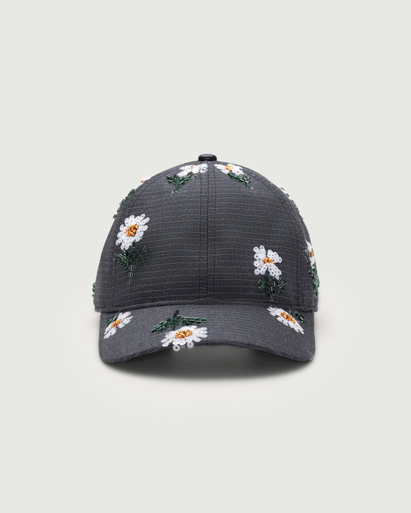 Flowers Beaded 6 Panel Cap - Black