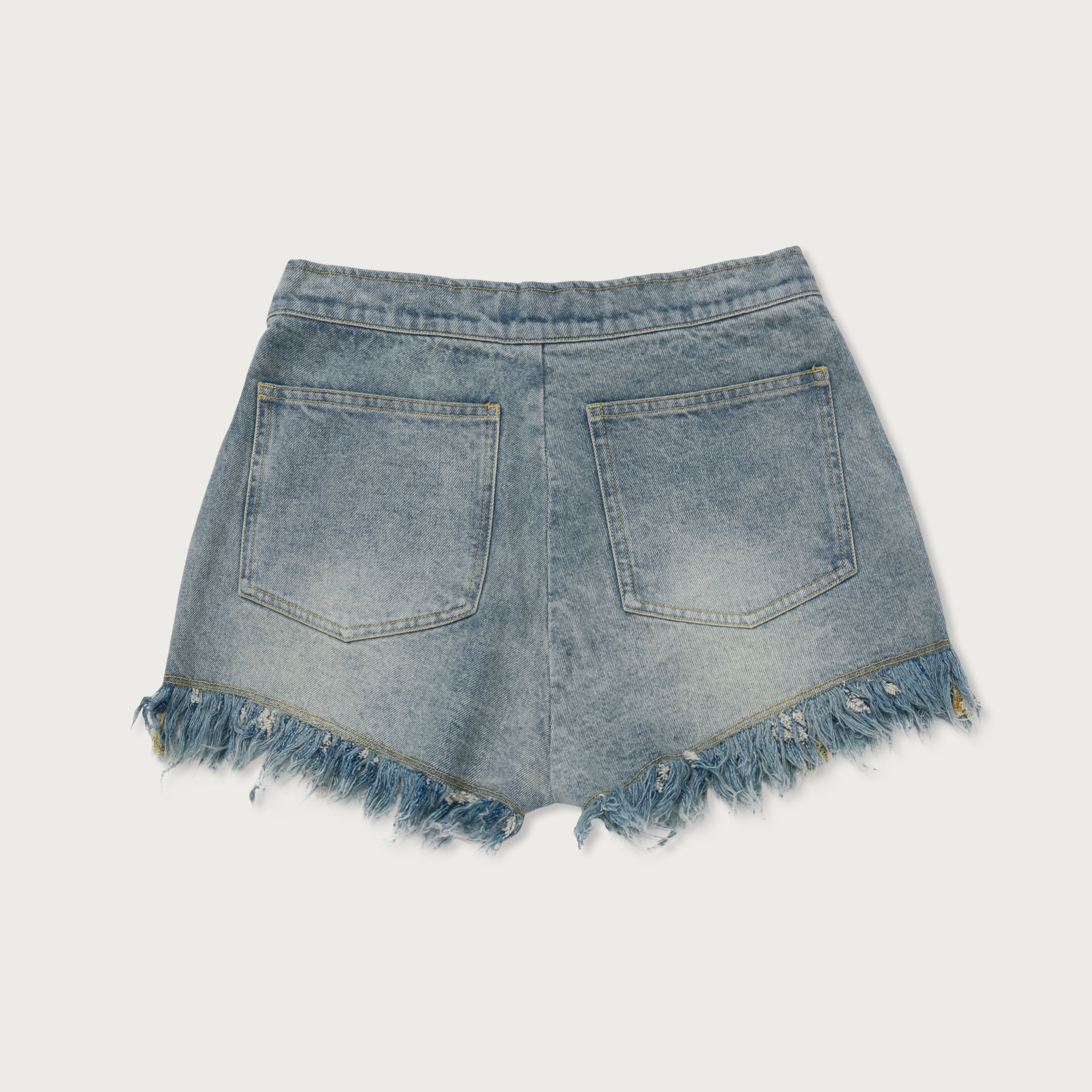 Blue jean clearance fringe shorts