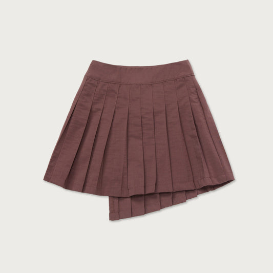 Kids Girls Pleated Skirt - Brown