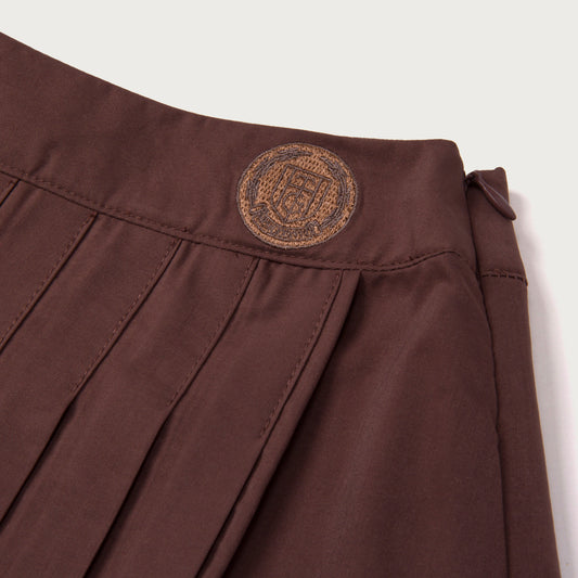 Kids Girls Pleated Skirt - Brown