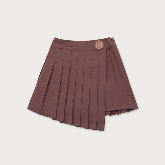 Kids Girls Pleated Skirt - Brown