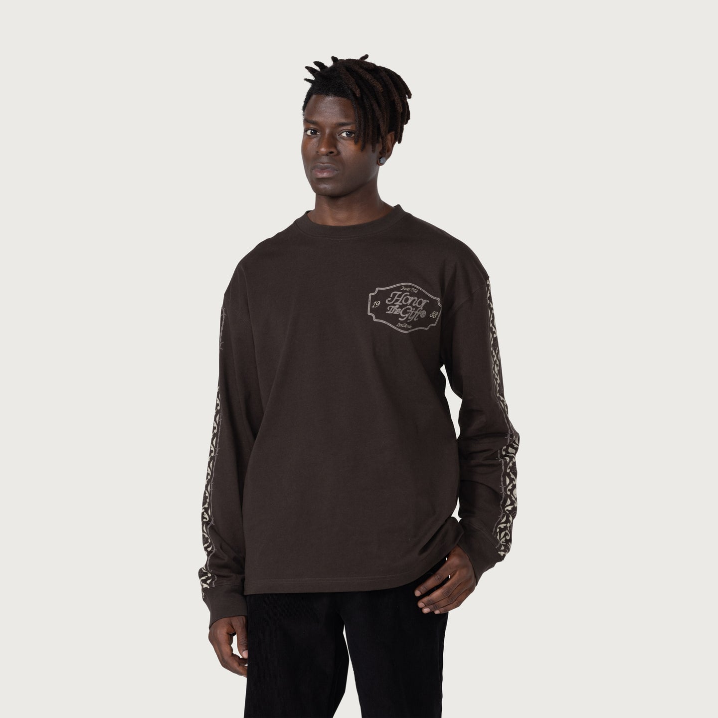 HTG® Pattern L/S T-Shirt - Black