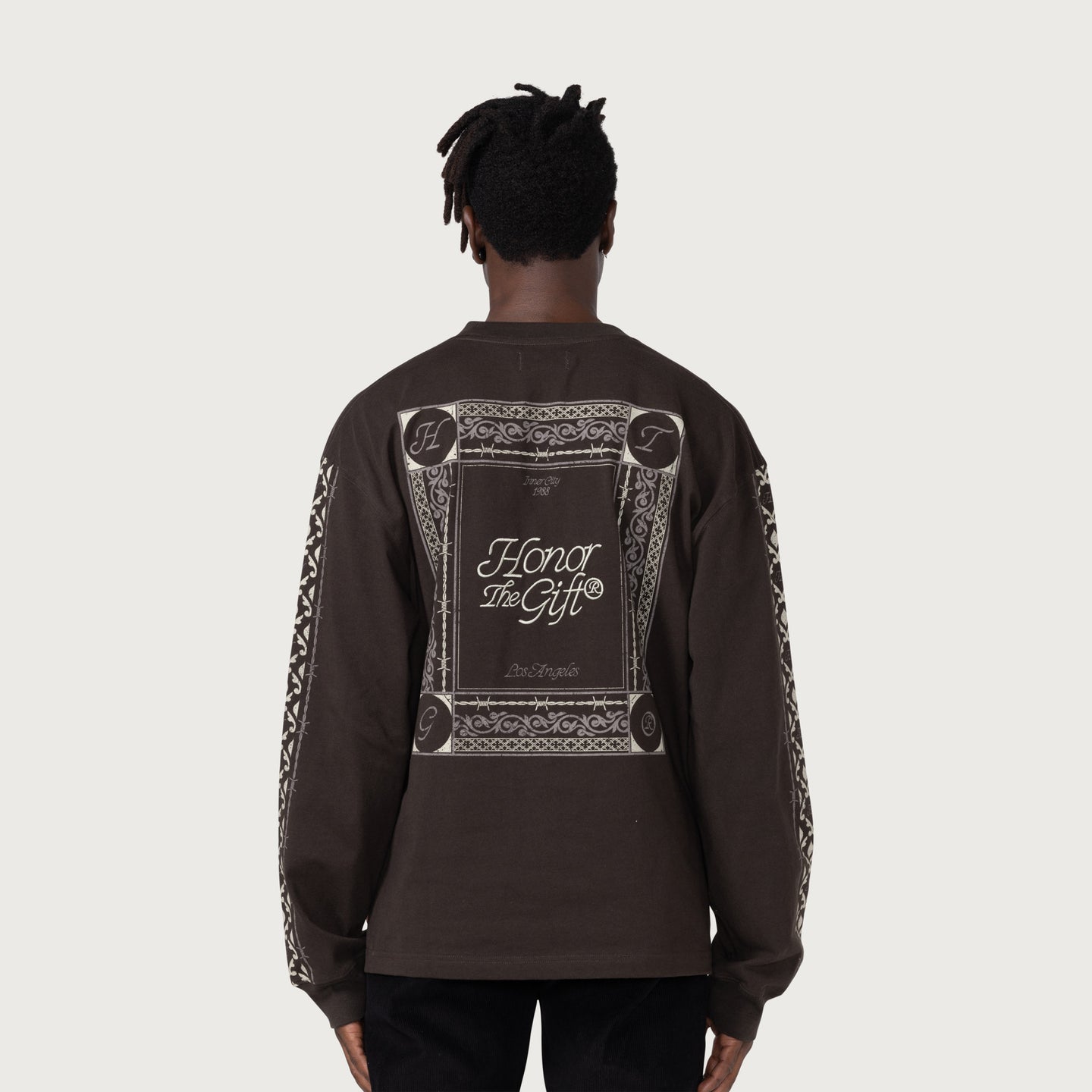 HTG® Pattern L/S T-Shirt - Black