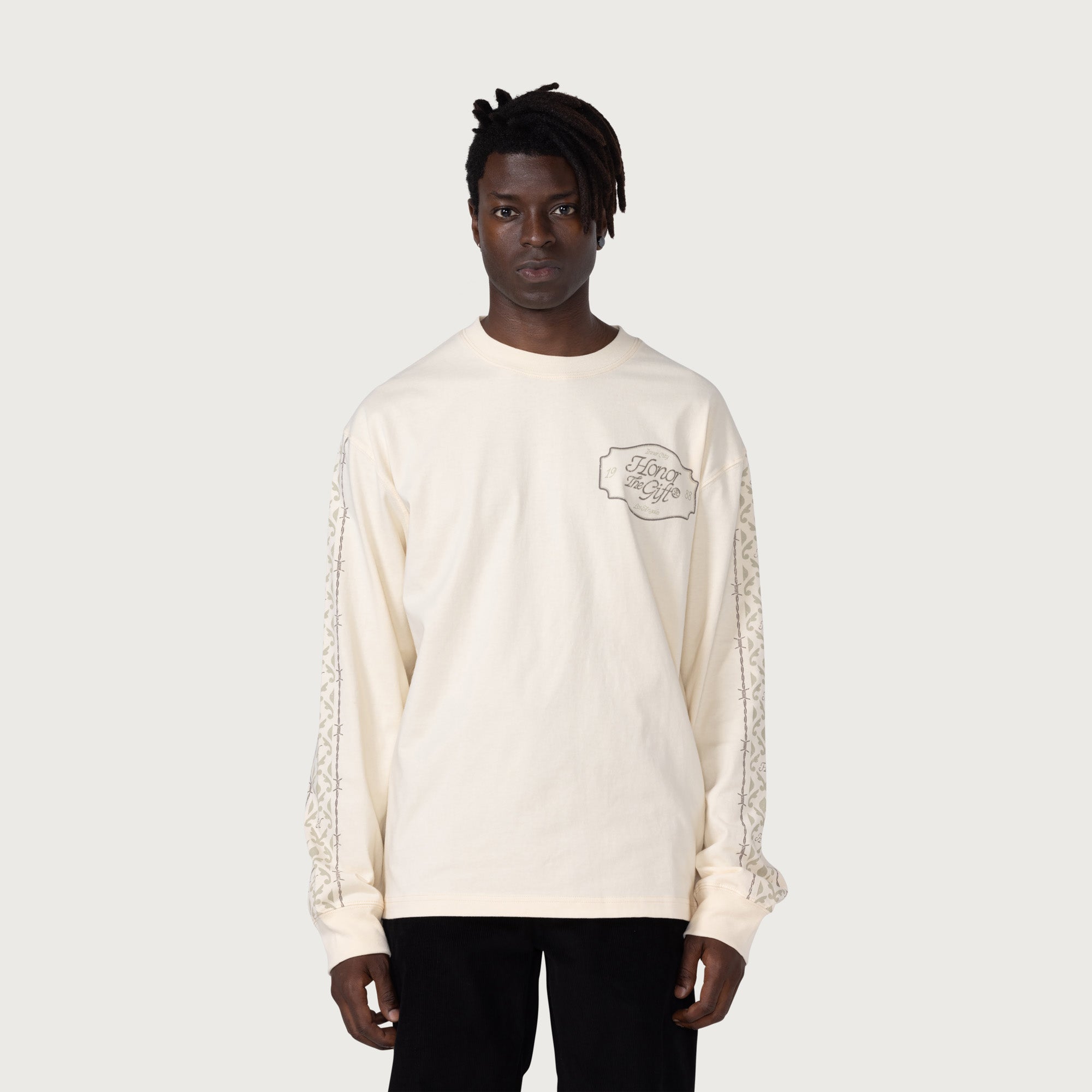 HTG® Pattern L/S T-Shirt - Bone