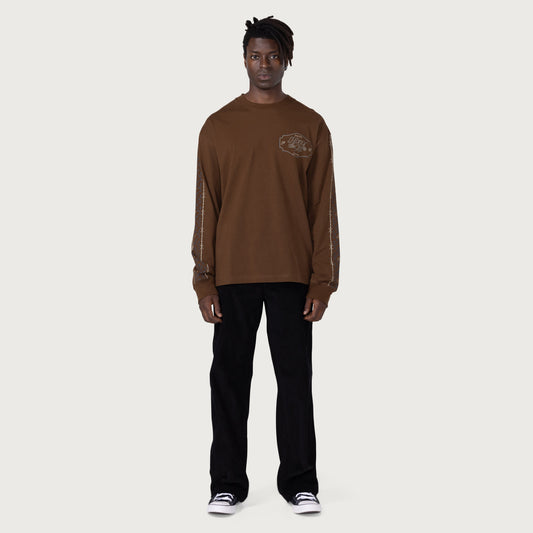 HTG® Pattern L/S T-Shirt - Brown