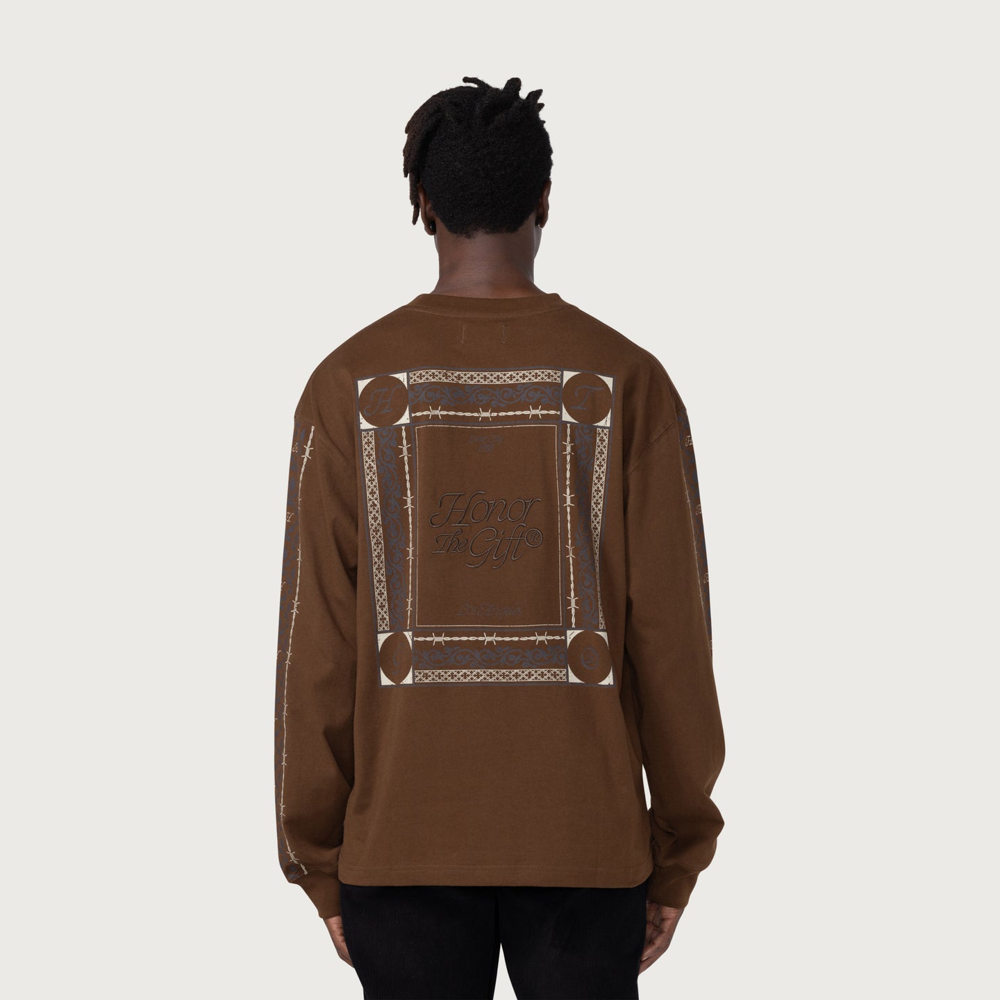 HTG® Pattern L/S T-Shirt - Brown