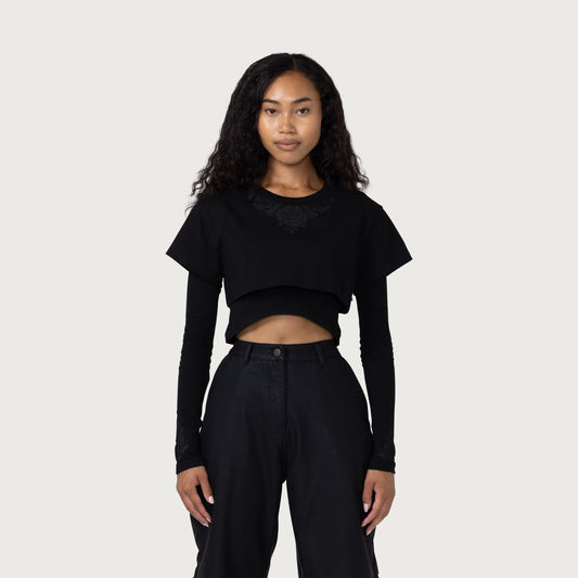 Womens Double Layer T-Shirt - Black