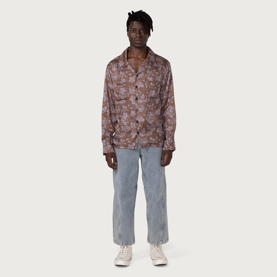 HTG® L/S Pattern Woven Shirt - Brown