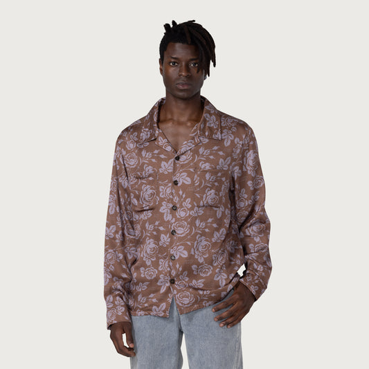 HTG® L/S Pattern Woven Shirt - Brown