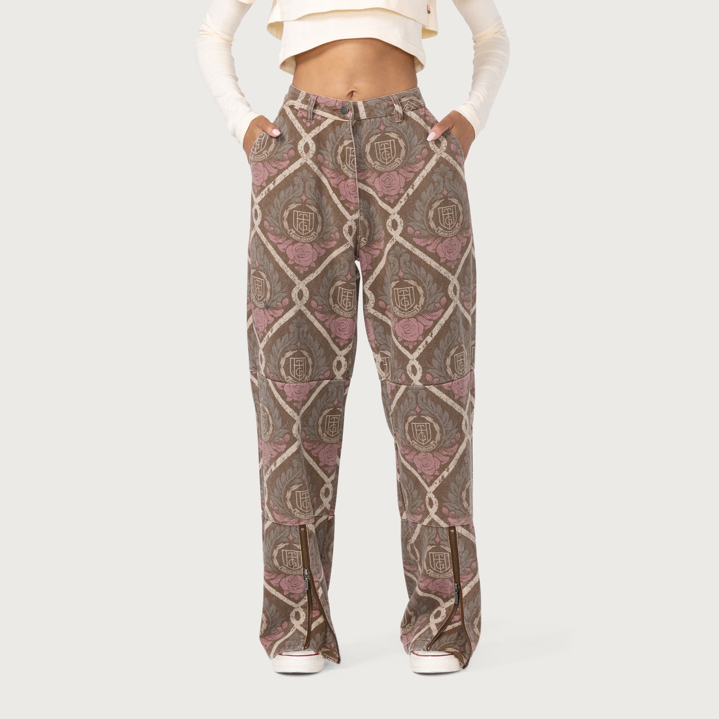 Womens Pleather Zipper Pant - Multi