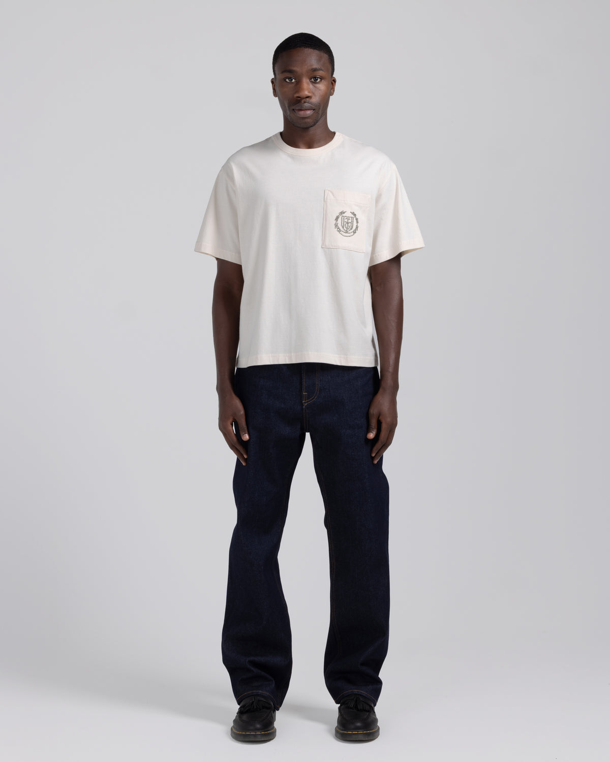 Beaded Pocket Tee - Bone
