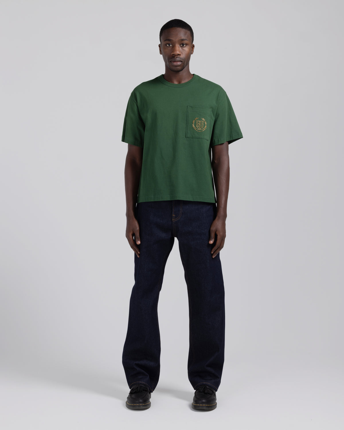 Beaded Pocket Tee - Forest