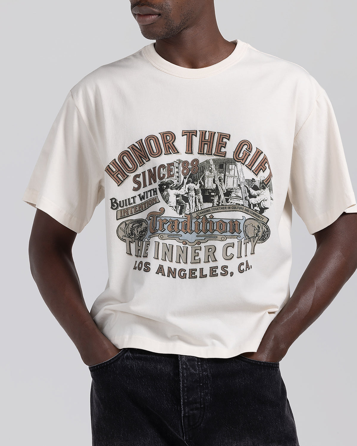 Built With Intention Tee - Bone