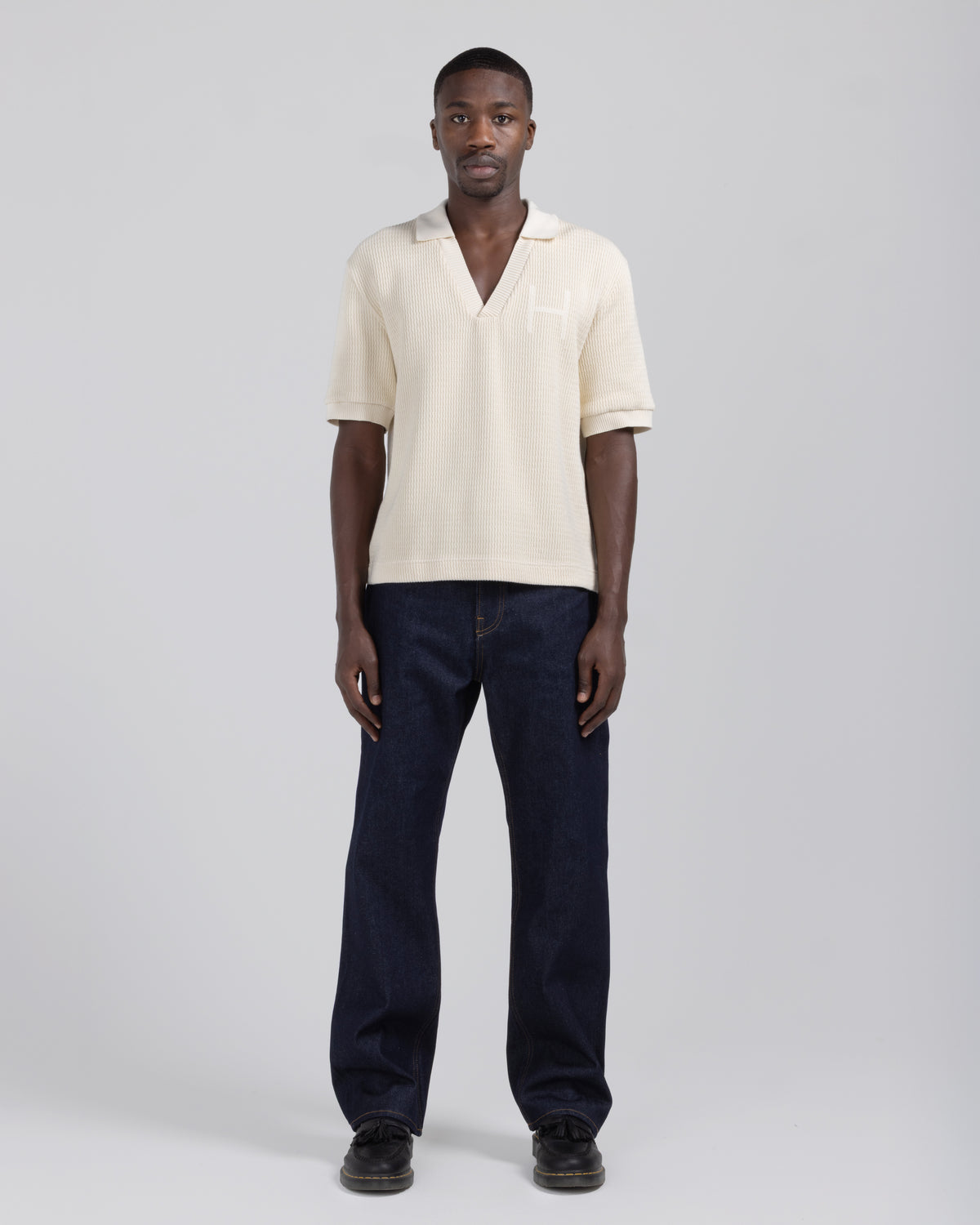 Knitted SS Polo - Bone