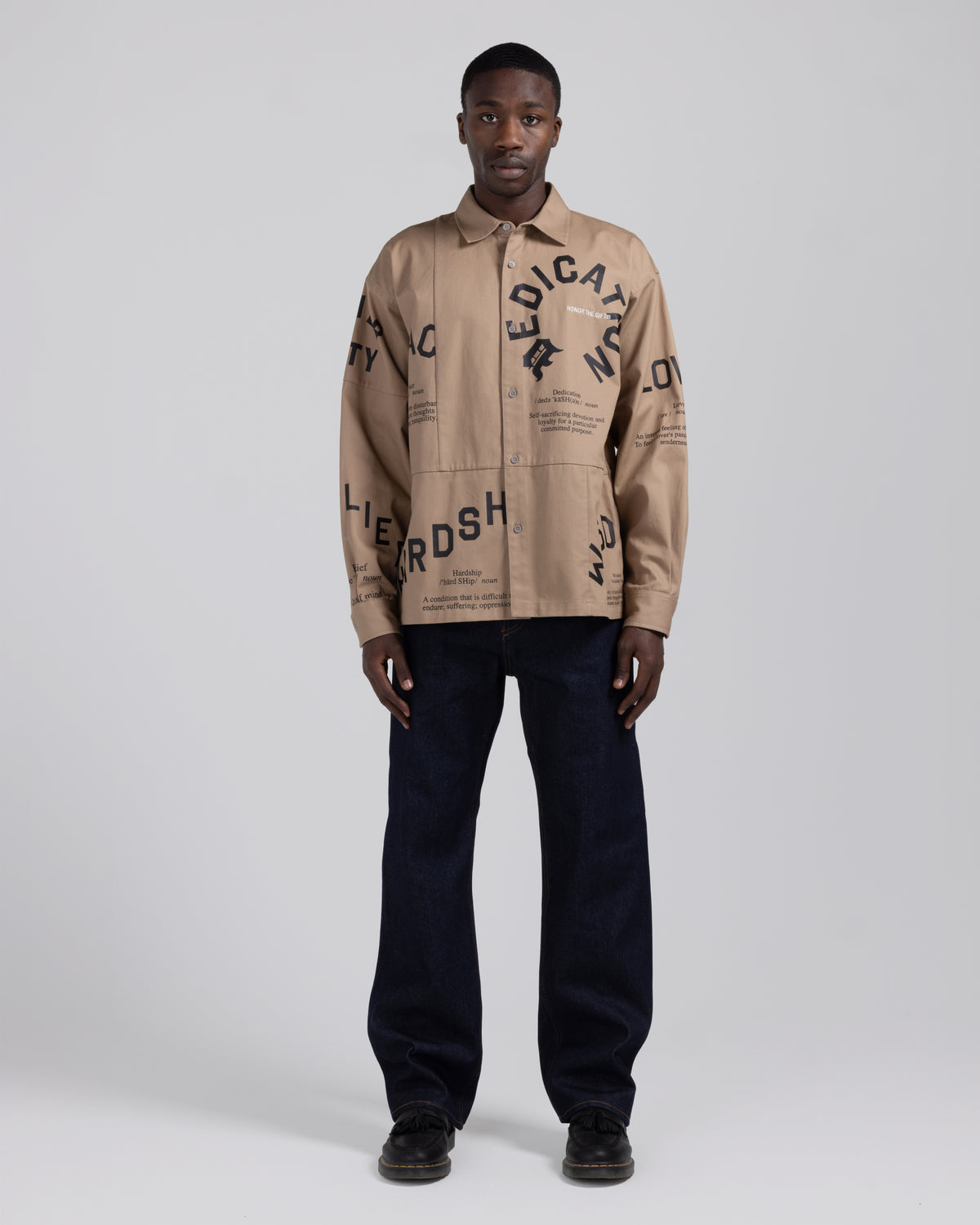 Paneled Button Up Shirt - Mocha Grey