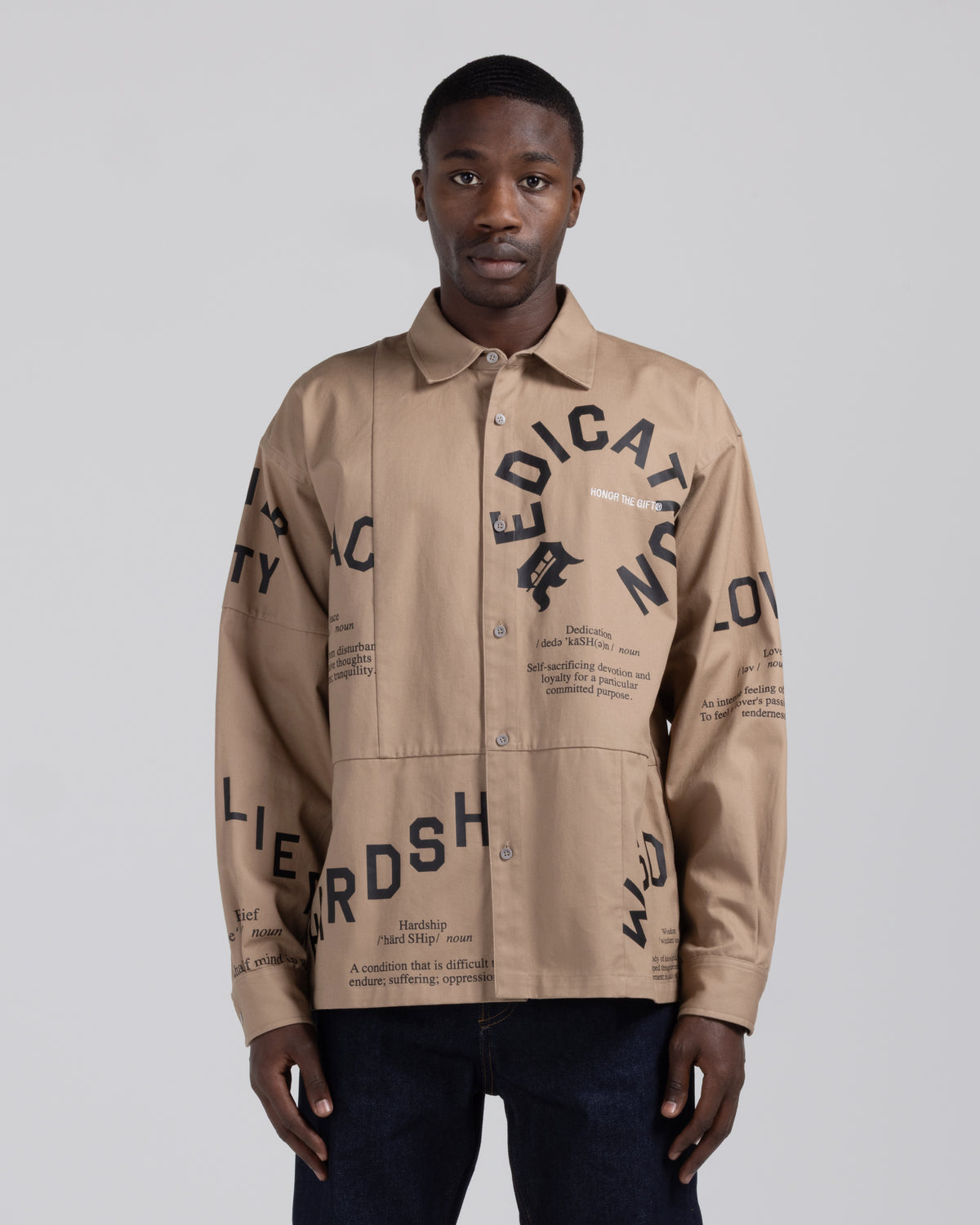 Paneled Button Up Shirt - Mocha Grey