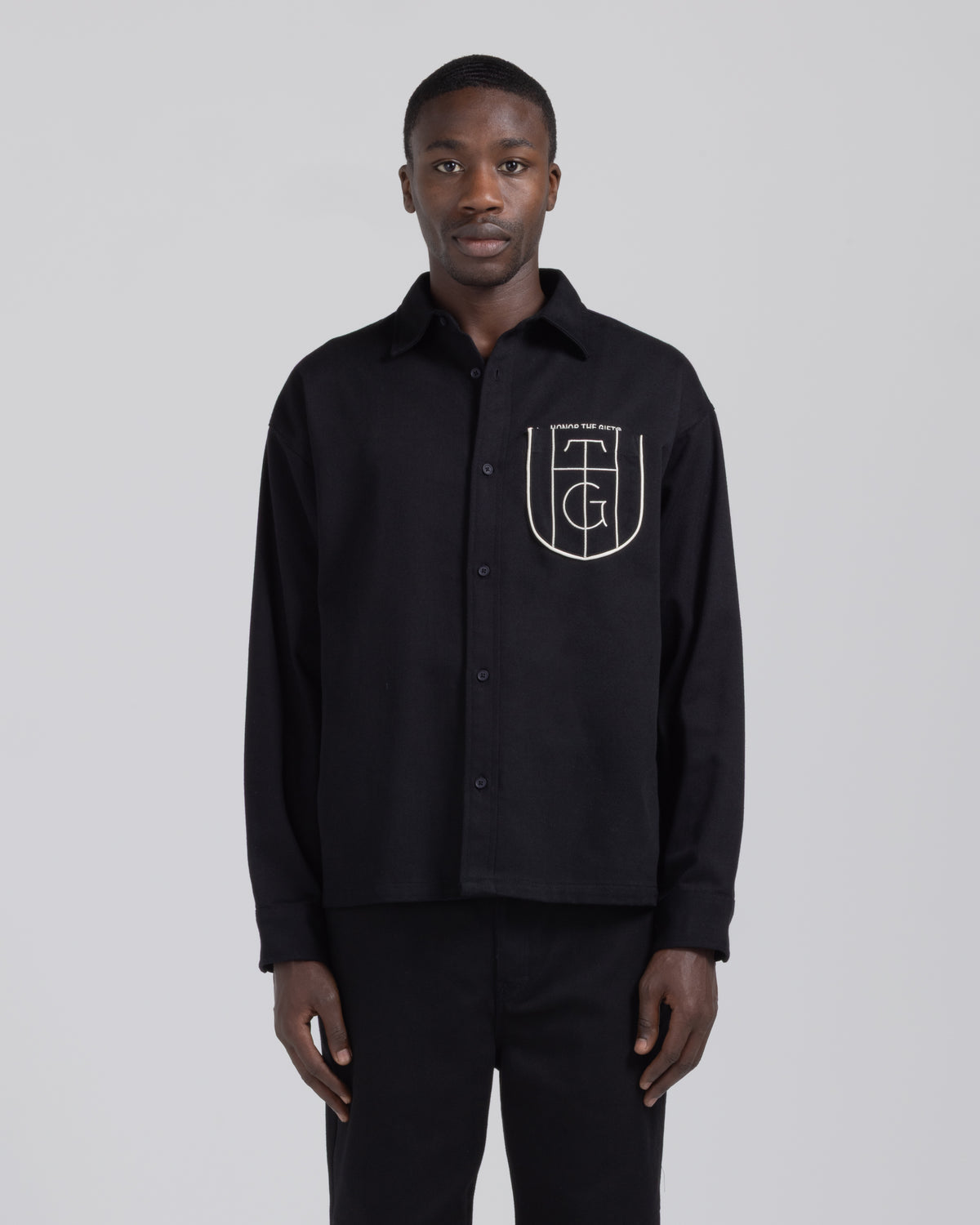 Twill Button Up Shirt - Black