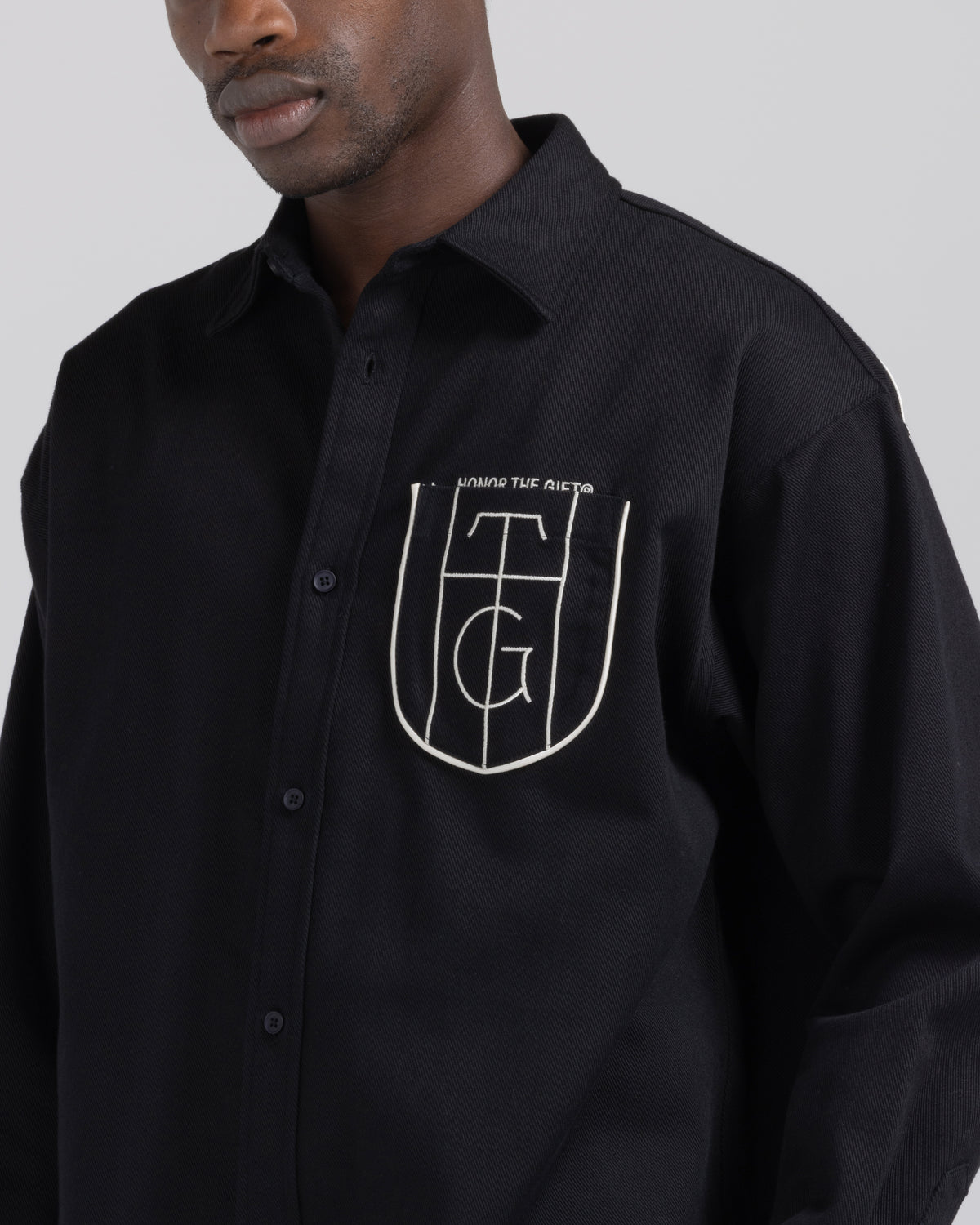 Twill Button Up Shirt - Black