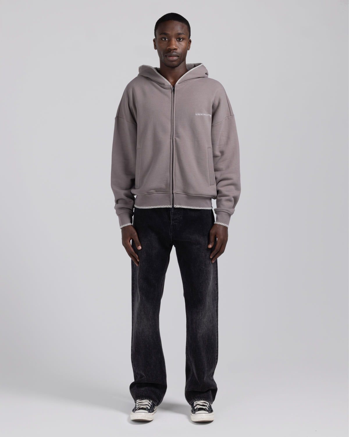 Whip Stitch Hoodie - Mocha Grey