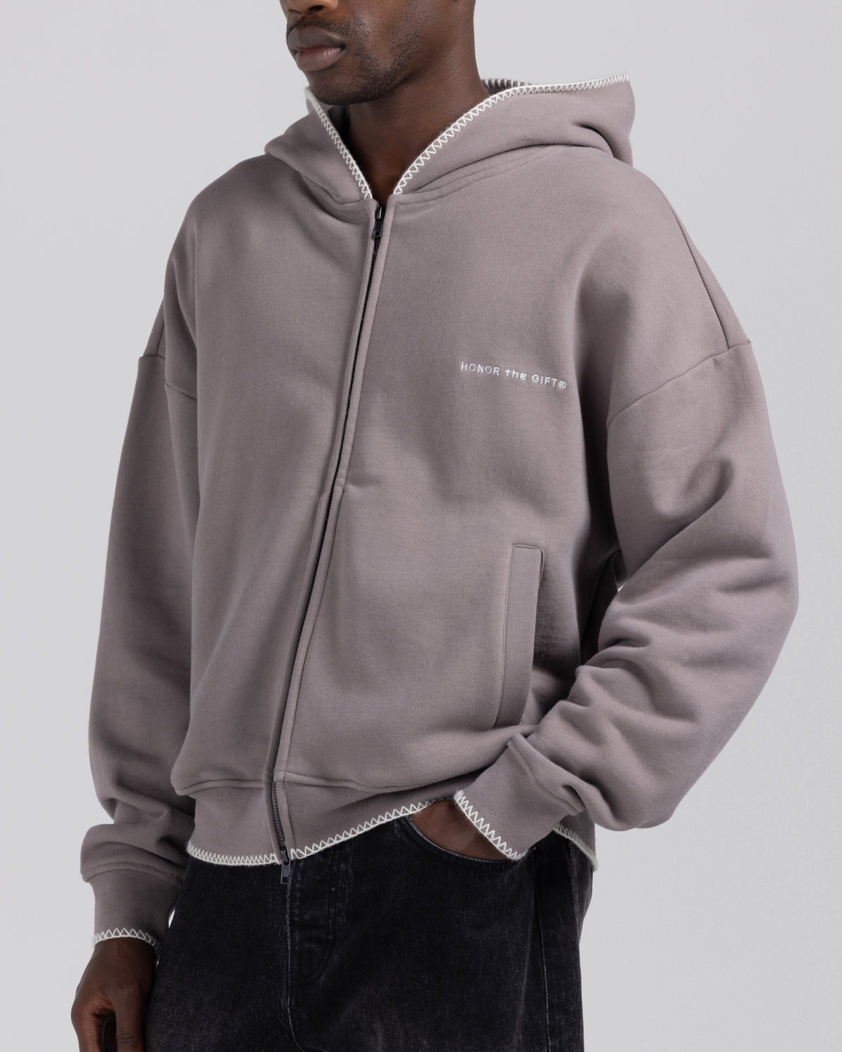 Whip Stitch Hoodie - Mocha Grey