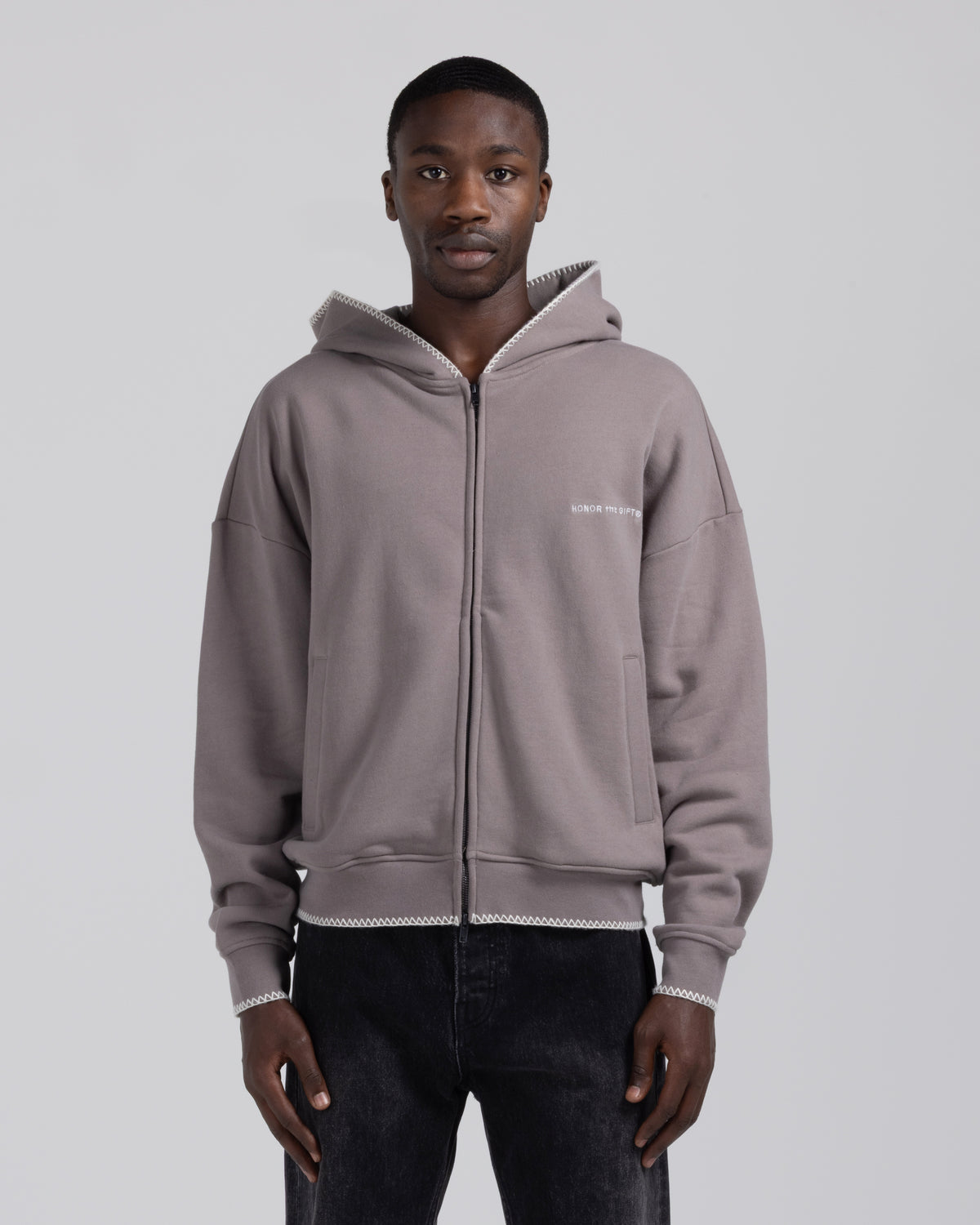 Whip Stitch Hoodie - Mocha Grey
