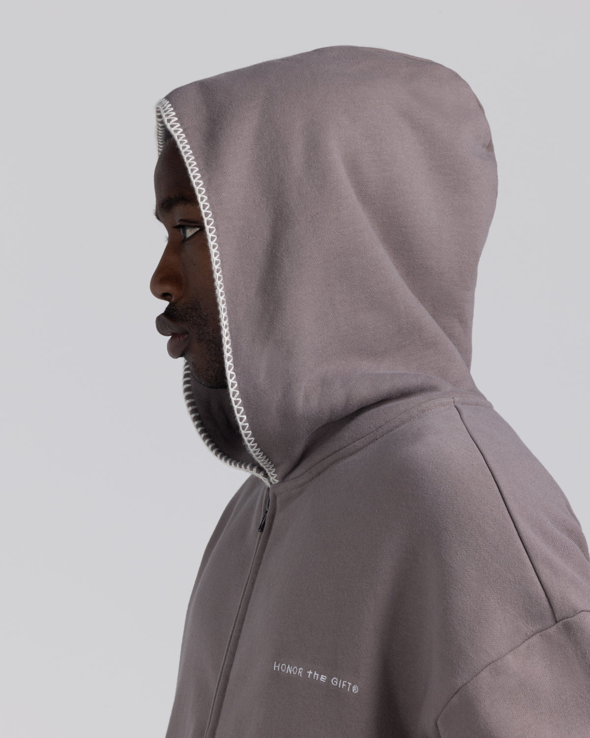 Whip Stitch Hoodie - Mocha Grey