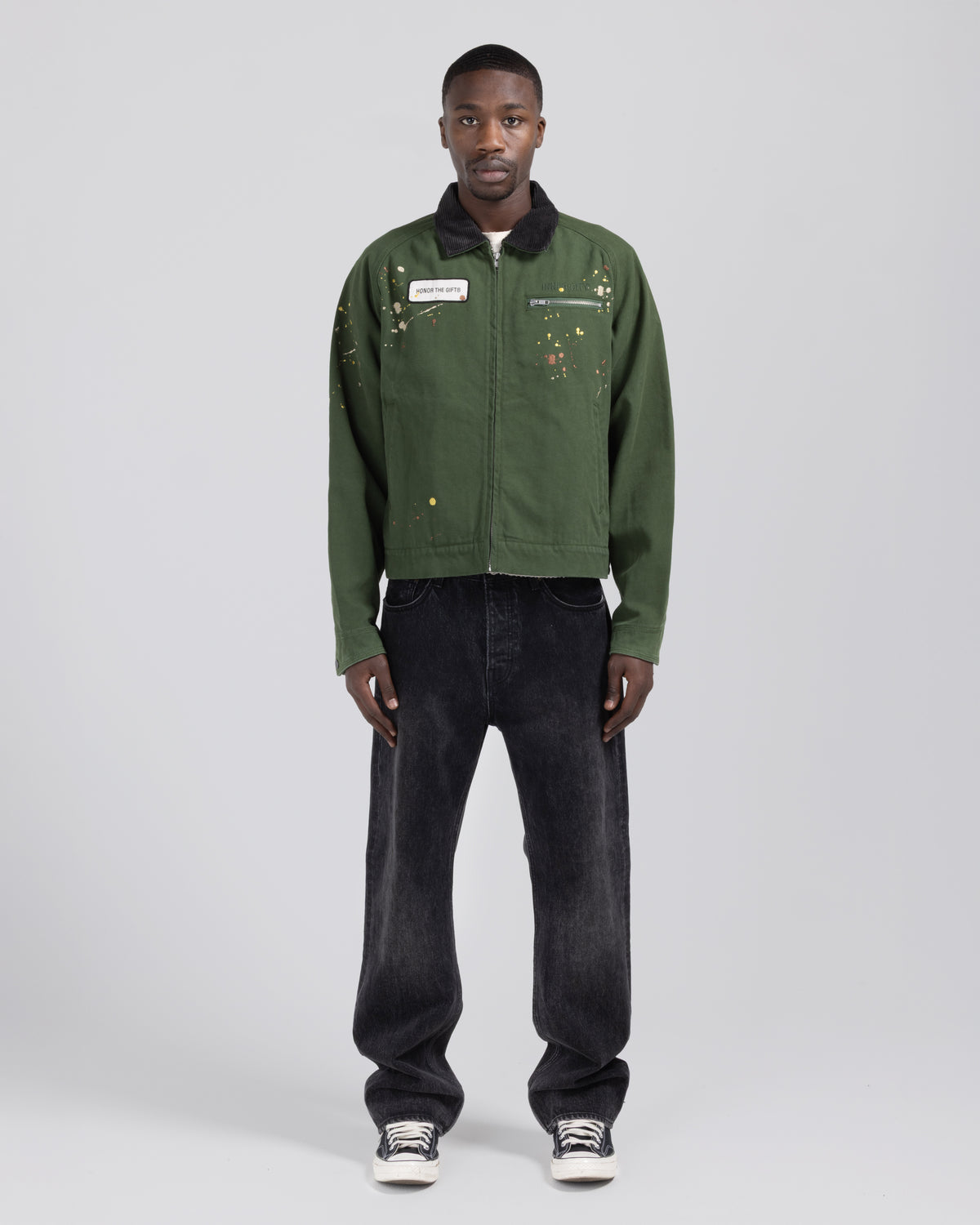 Embroidered Canvas Work Jacket - Forest