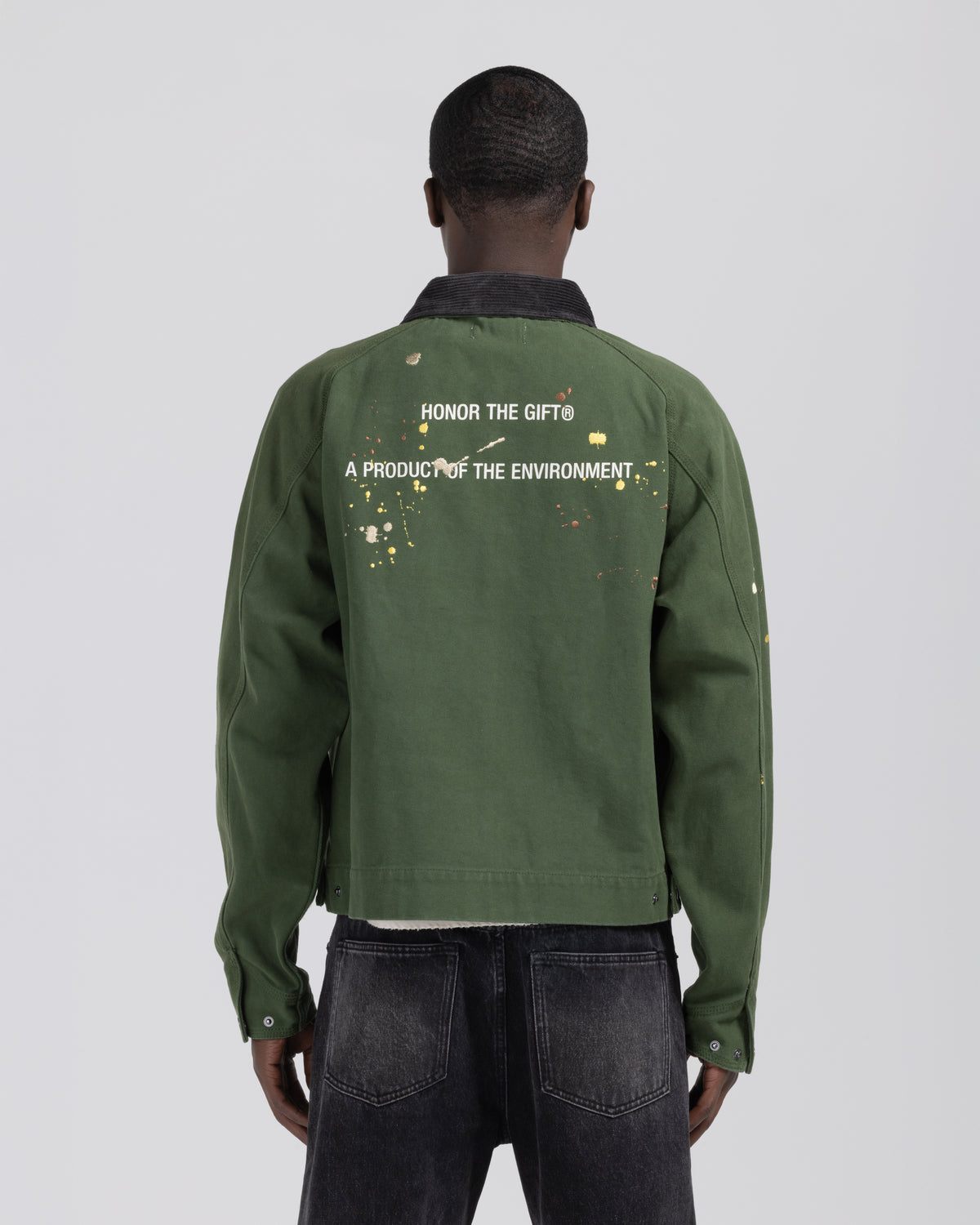 Embroidered Canvas Work Jacket - Forest