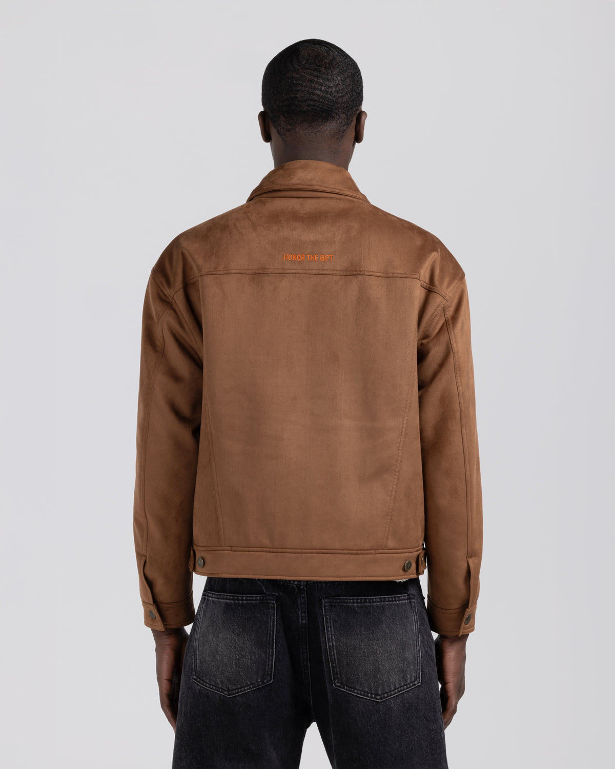 Emblem Suede Flight Jacket - Brown