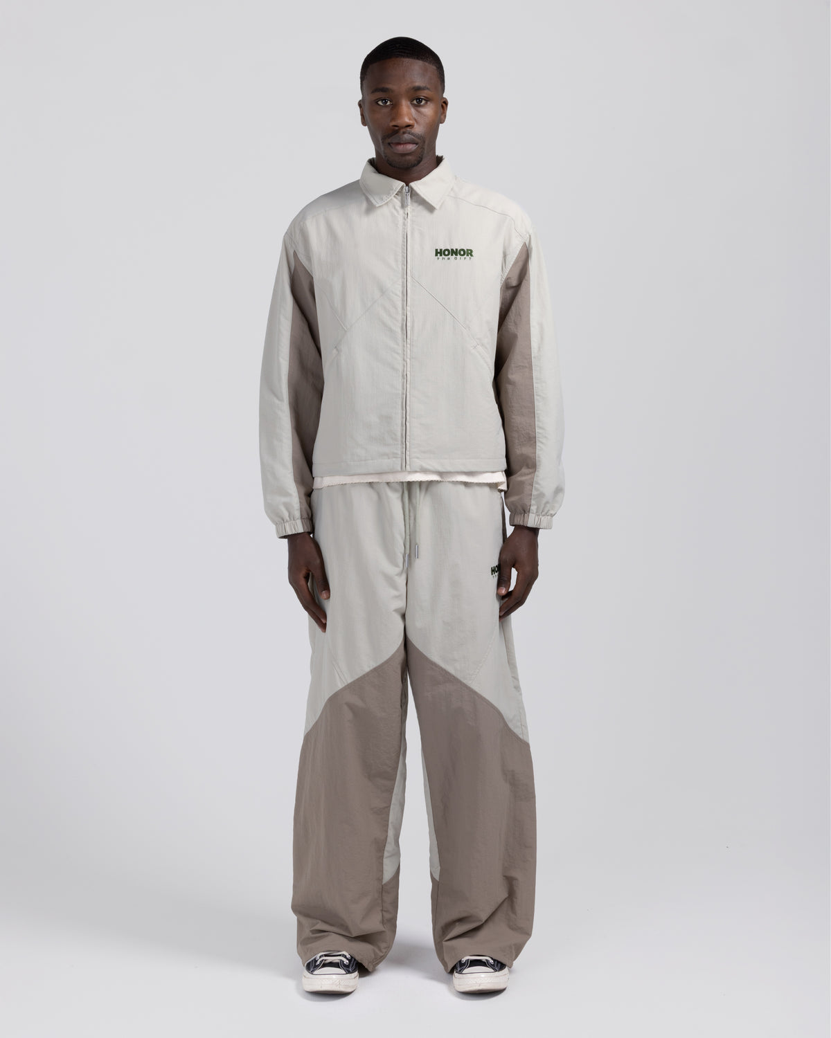 Nylon Track Jacket - Sand Mocha Grey