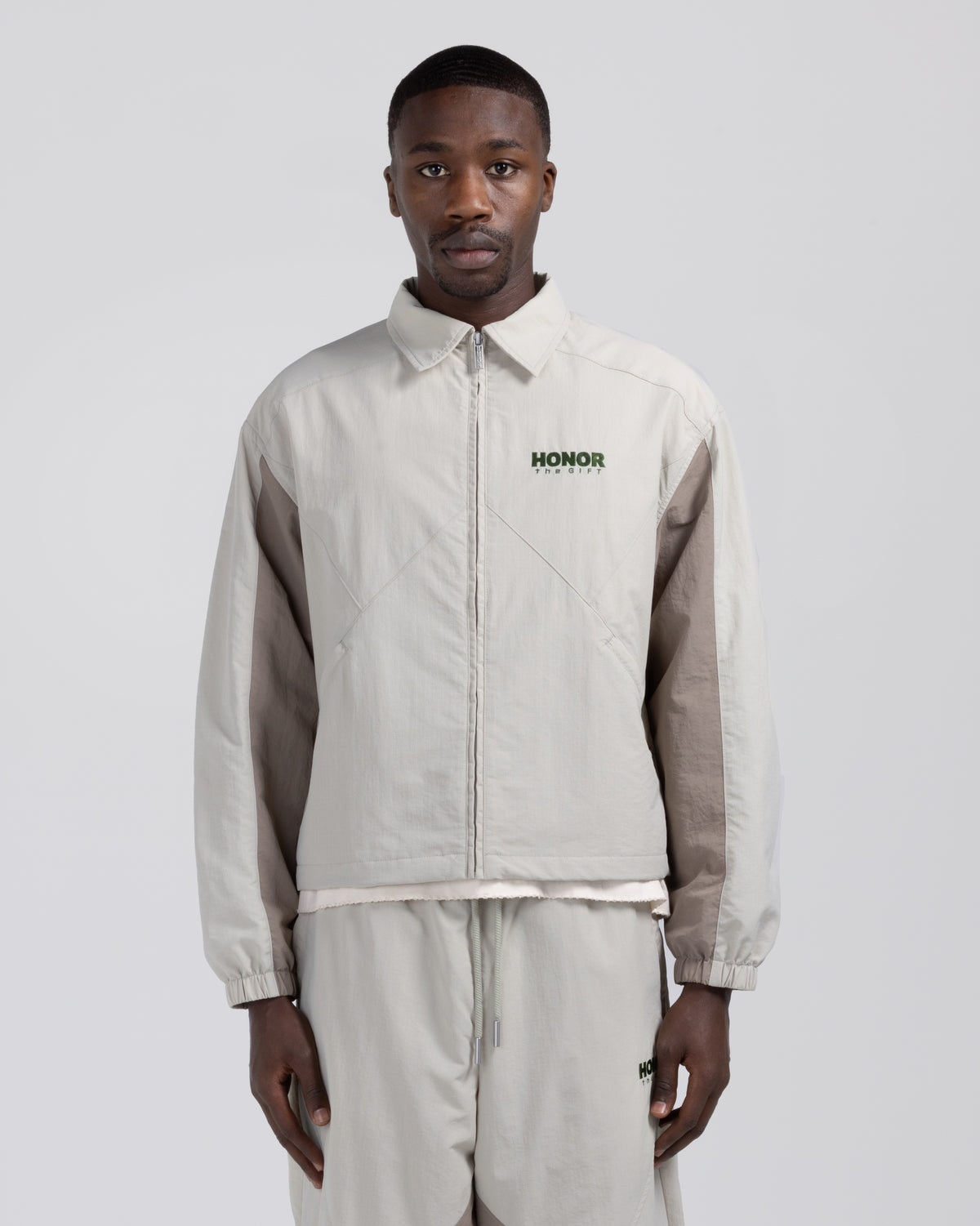 Nylon Track Jacket - Sand Mocha Grey