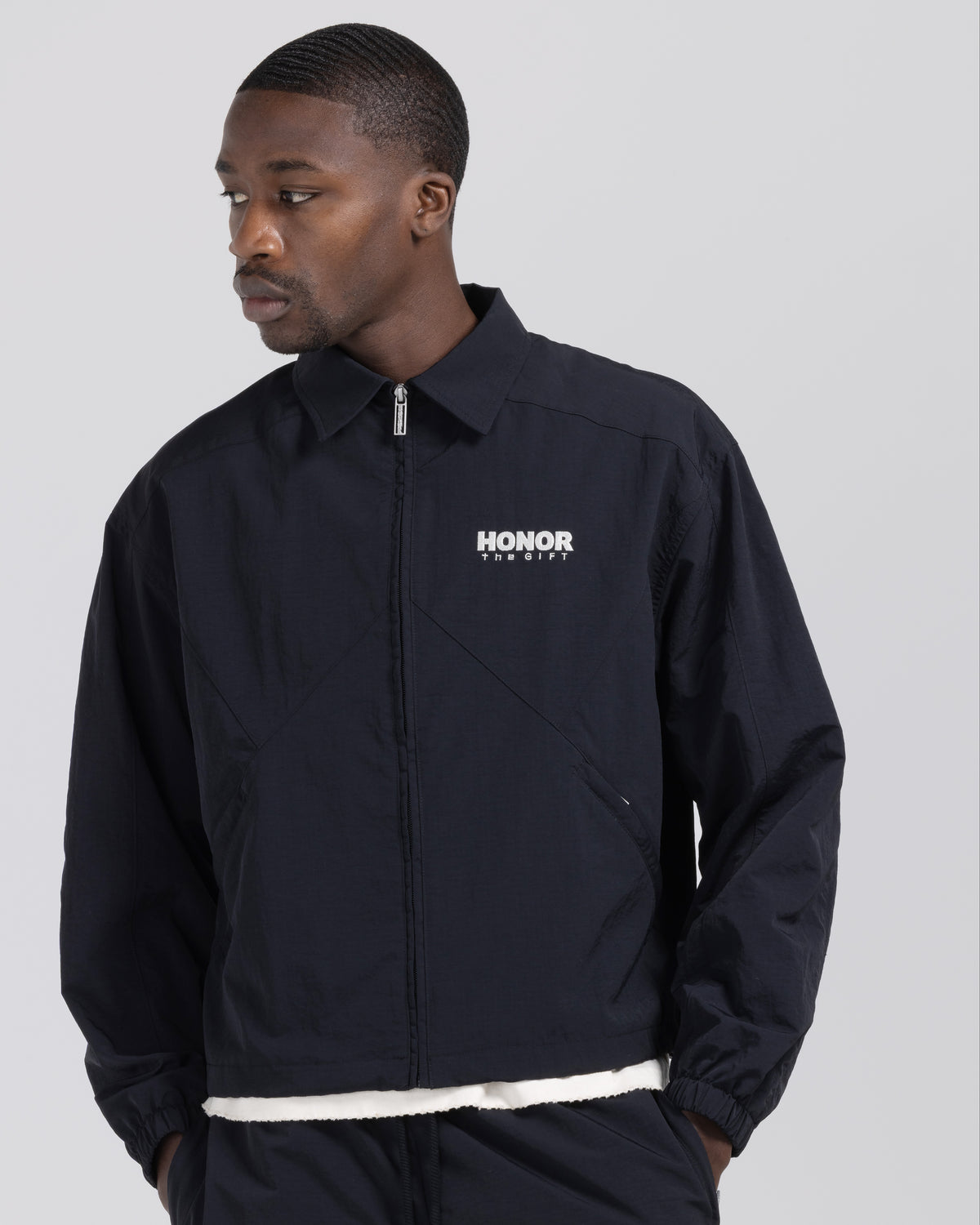 Nylon Track Jacket - Black