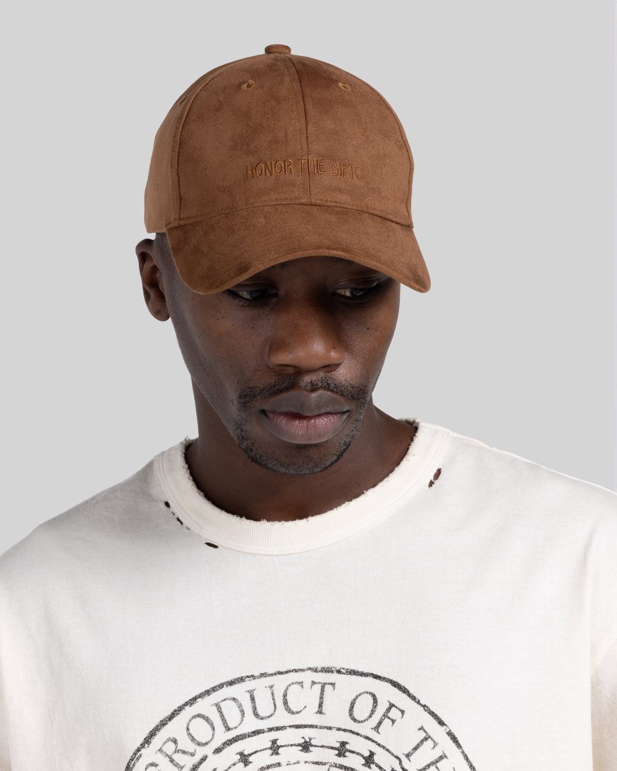 Suede Strapback Hat - Brown